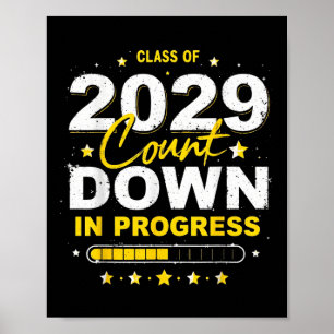 Cl Of 2029 Count Down Graduation Fun First Day Of  Poster