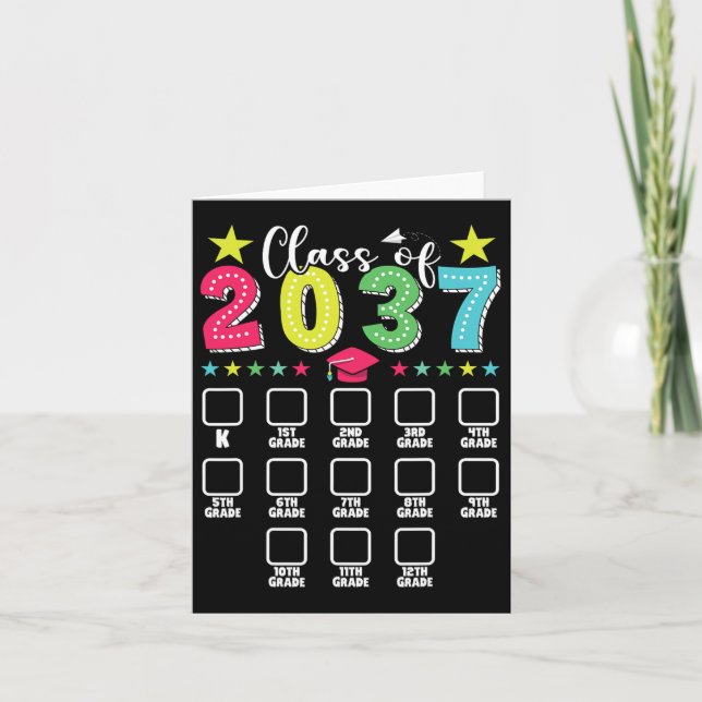 Cl Of 2037 Graduation Checklist Kindergarten 12th  Card (Front)