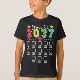 Cl Of 2037 Graduation Checklist Kindergarten 12th T-Shirt