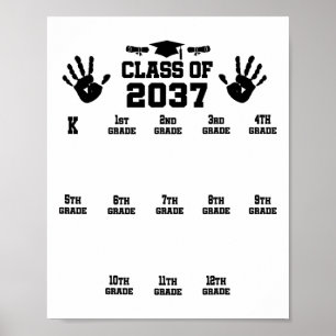 Cl Of 2037 Grow With Me Handprint Pre-k 12th Grade Poster