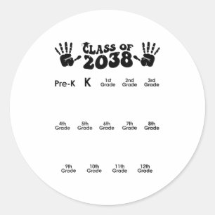 Cl Of 2038 Grow With Me Handprint Back To School Classic Round Sticker