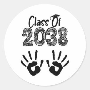 Cl Of 2038 Grow With Me Shirt Handprint On Ck Pre- Classic Round Sticker