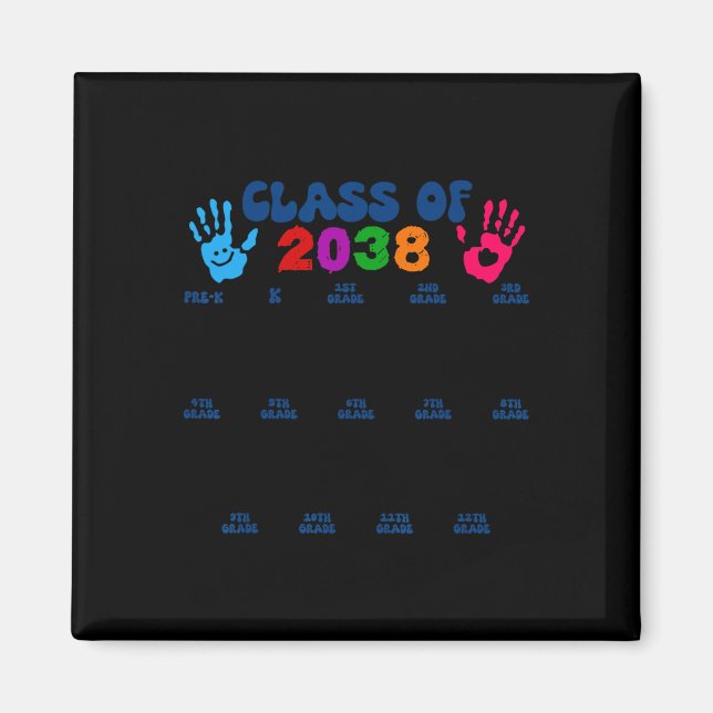 Cl Of 2038 Handprint Cute Back To School Pre-k Gra Magnet (Front)