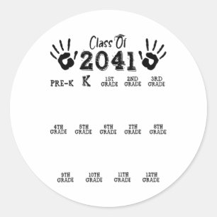 Cl Of 2041 Grow With Me Shirt Handprint Pre-k 12th Classic Round Sticker