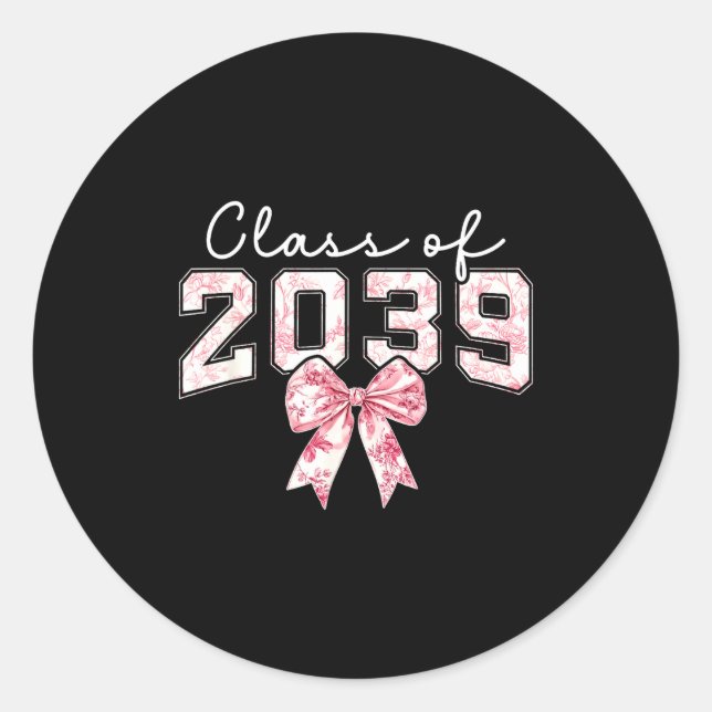 Cl Of 20&#  Grad Preppy Coquette Bow Girly Girl K Classic Round Sticker (Front)