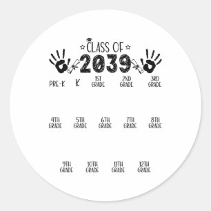 Cl Of 20&#; Grow With Me Pre-k To 12th Grade Hand Classic Round Sticker