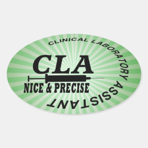 CLA SLOGAN - NICE AND PRECISE! LABORATORY OVAL STICKER