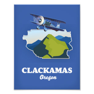 Clackamas Oregon USA map Photo Print