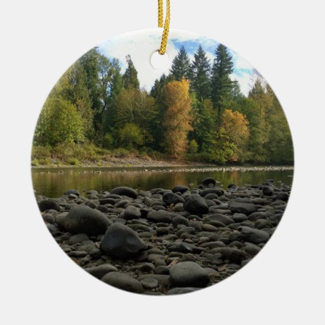 Clackamas River, OR Ceramic Tree Decoration (Front)
