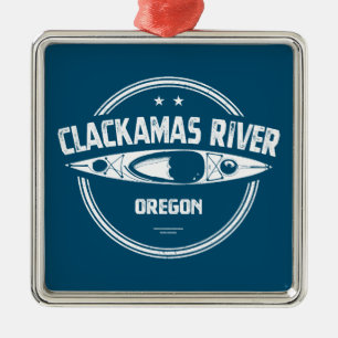 Clackamas River Oregon Kayaking Metal Tree Decoration
