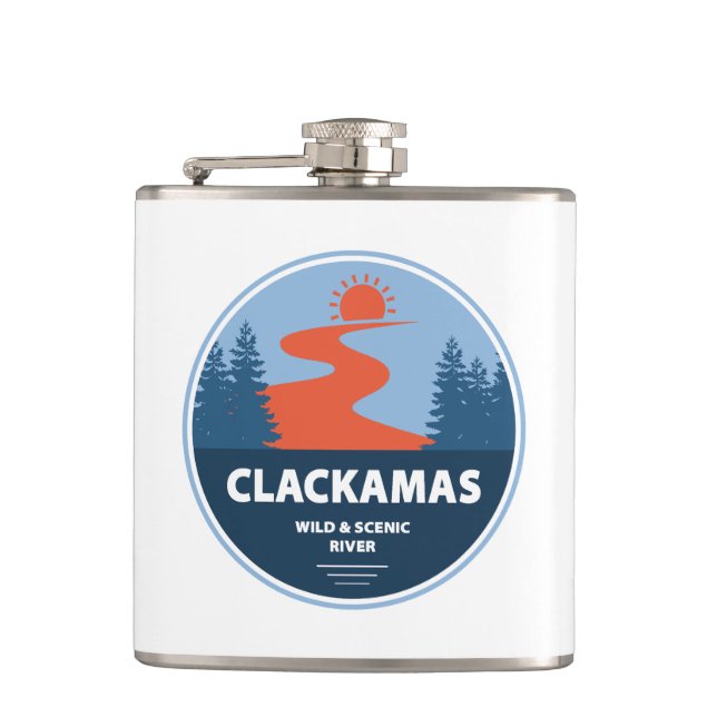 Clackamas Wild and Scenic River Oregon Hip Flask (Front)