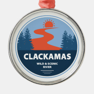 Clackamas Wild and Scenic River Oregon Metal Tree Decoration