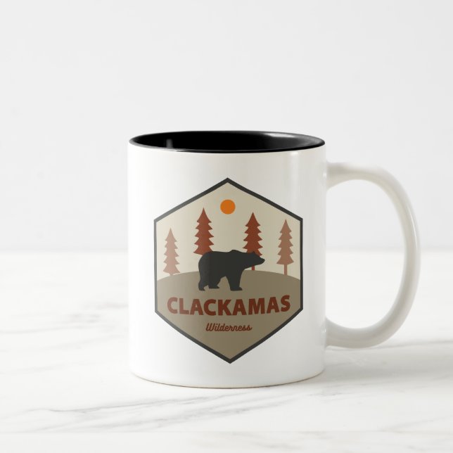 Clackamas Wilderness Oregon Bear Two-Tone Coffee Mug (Right)