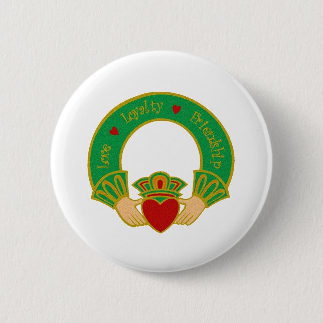Claddagh 6 Cm Round Badge (Front)