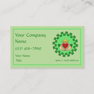 Claddagh and Green Knotwork Business Card