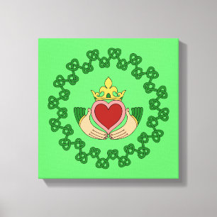 Claddagh and Green Knotwork Canvas Print