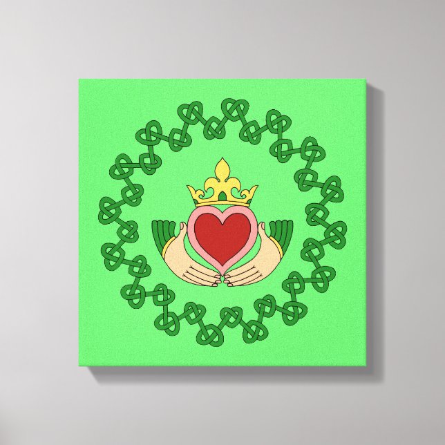 Claddagh and Green Knotwork Canvas Print (Front)