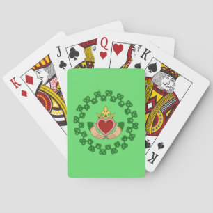 Claddagh and Green Knotwork Playing Cards