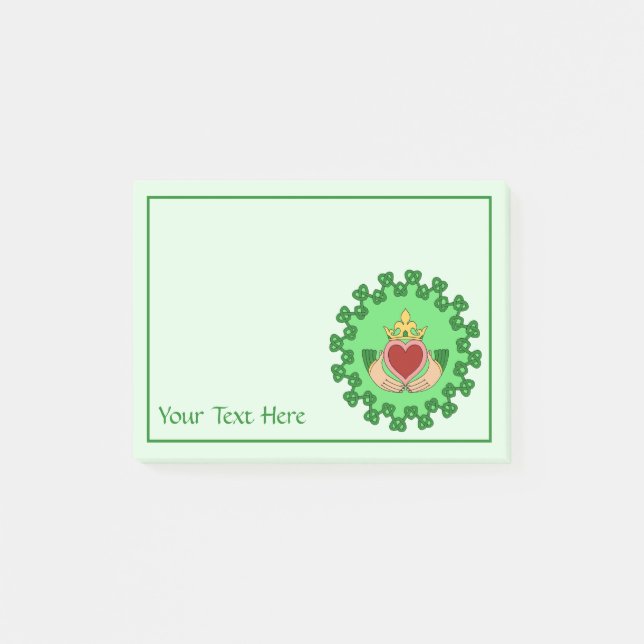 Claddagh and Green Knotwork Post-it Notes (Front)