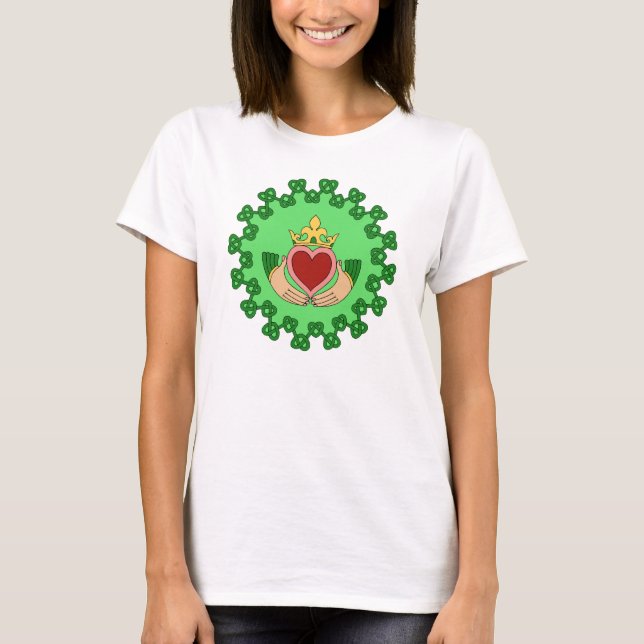 Claddagh and Green Knotwork T-Shirt (Front)