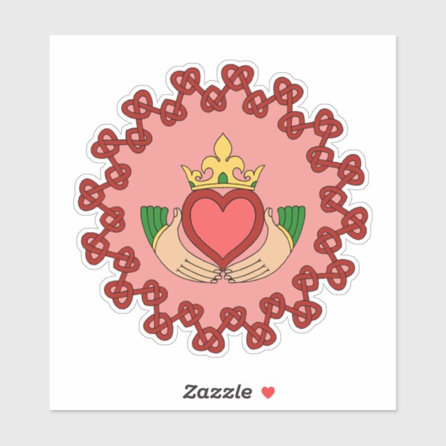 Claddagh and Red Knotwork on Pink (Sheet)