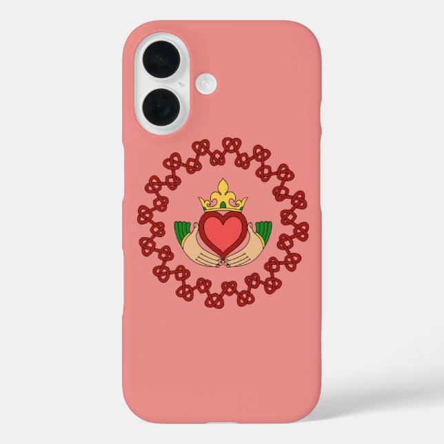 Claddagh and Red Knotwork on Pink Case-Mate iPhone Case (Back)