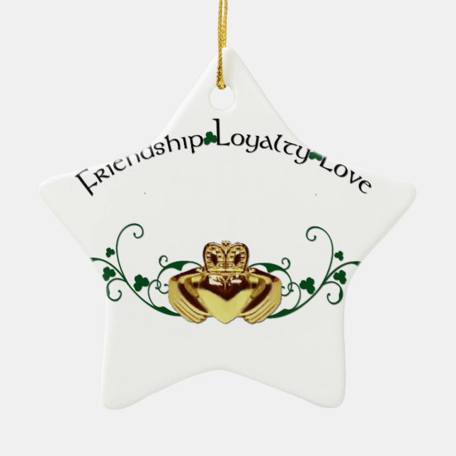 Claddagh / Claddaugh Ceramic Tree Decoration (Front)