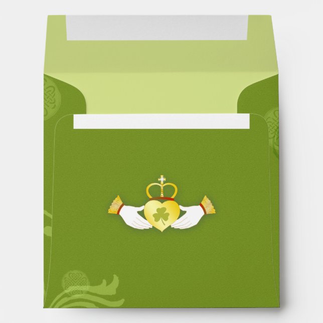 Claddagh Heart Irish Green Wedding Envelopes (Back (Bottom))