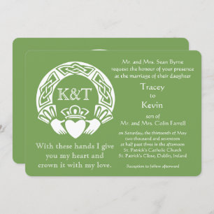 Claddagh Initials - Customise Background colour Invitation