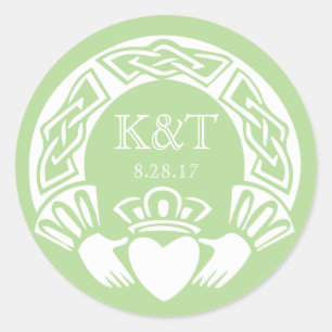Claddagh Initials - Jade Classic Round Sticker