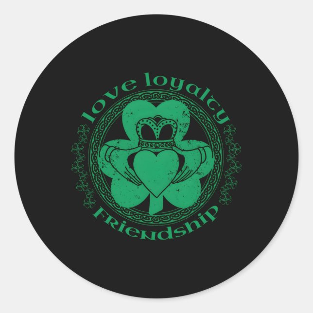 Claddagh Irish Shamrock St Patricks Day Classic Round Sticker (Front)