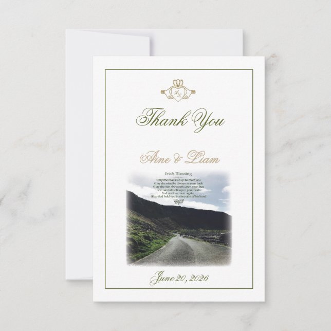 Claddagh Irish Wedding Thank You Card (Front)