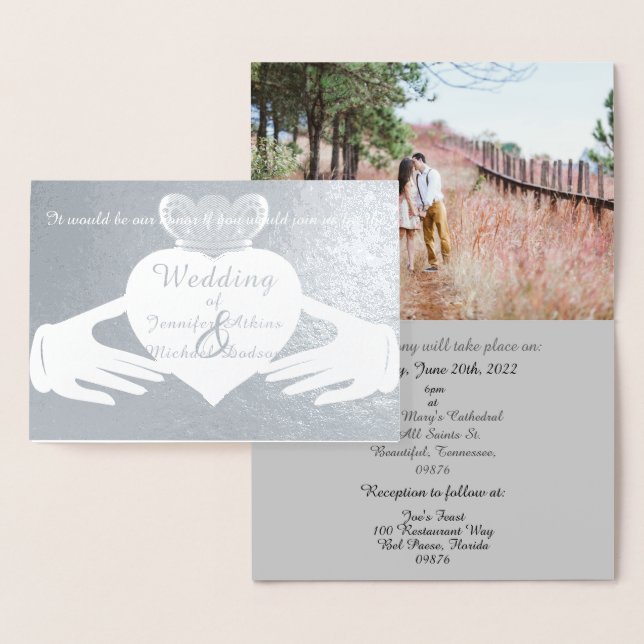 Claddagh Ring Wedding Invitation Foil Card (Display)