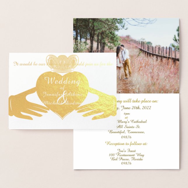 Claddagh Ring Wedding Invitation Gold (Display)