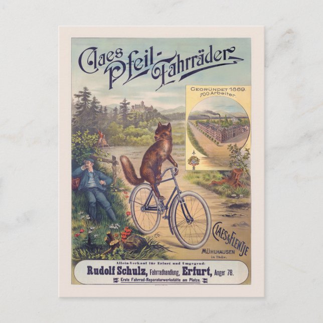 Claes Pfeil-Fahrräder Vintage Poster 1905 Postcard (Front)