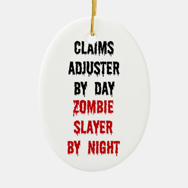 Claims Adjuster Zombie Slayer Ceramic Tree Decoration (Front)