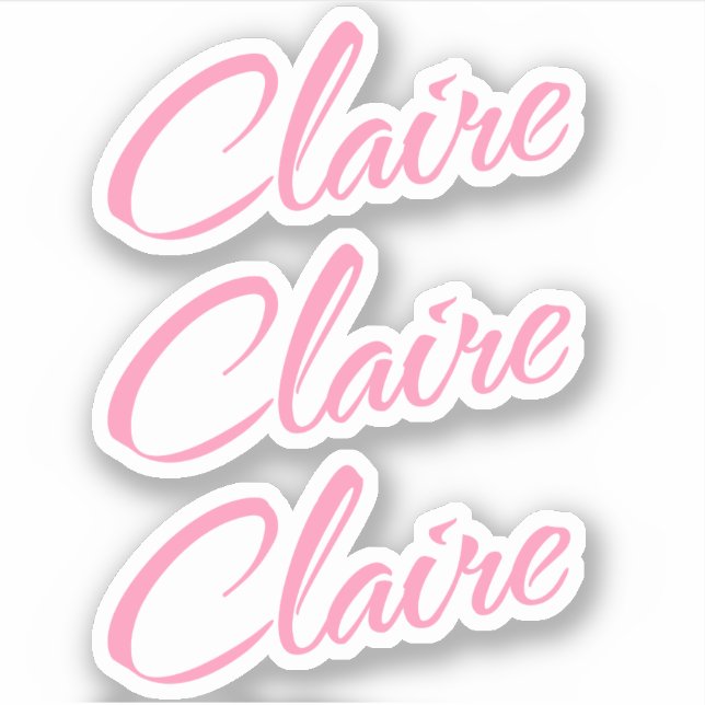 Claire Decorative Name in Pink x3 Sticker (Front)
