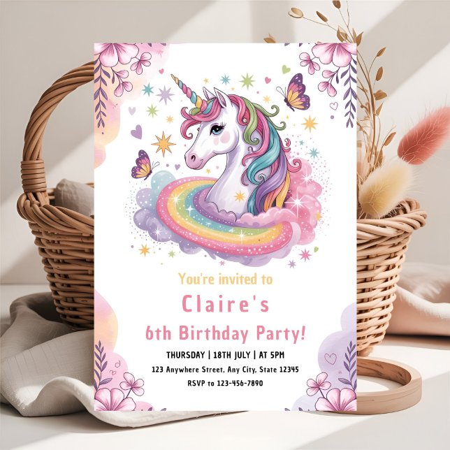 Claire’s Enchanted Unicorn Birthday Bash Invitation (Creator Uploaded)
