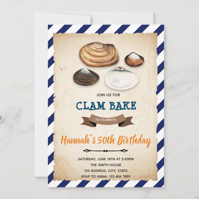 Clam bake birthday Invitation (Front)