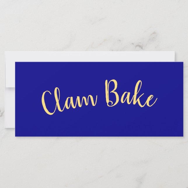 CLAM BAKE Fancy Fun Text Royal Blue Background (Front)