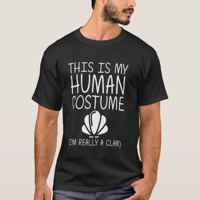 Clam Easy Halloween Human Costume Shellfish Shell  T-Shirt (Front)