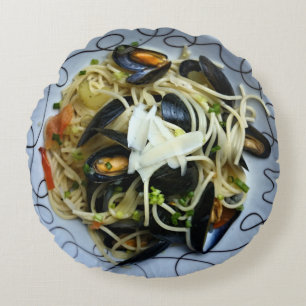 Clam Pasta throw pillow