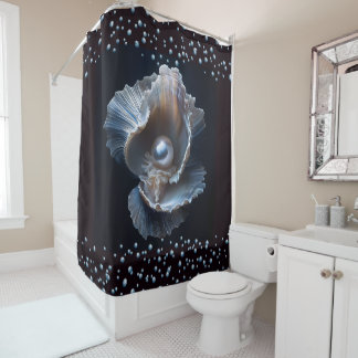 Clam pearl shower curtain