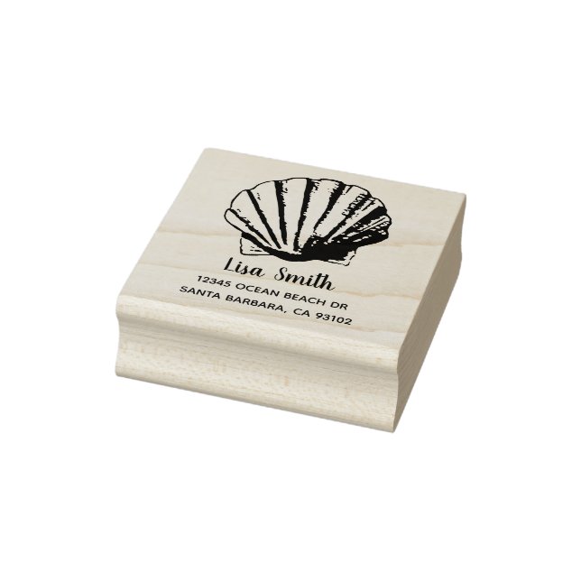 Clam Seashell Custom Name Return Address Rubber Stamp (Stamp)
