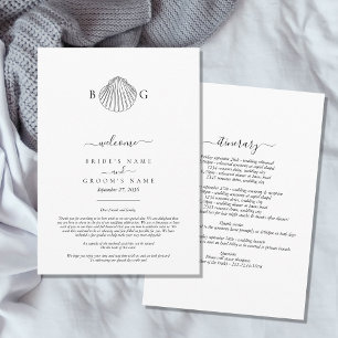 Clam Seashell Monogram Wedding Itinerary Programme