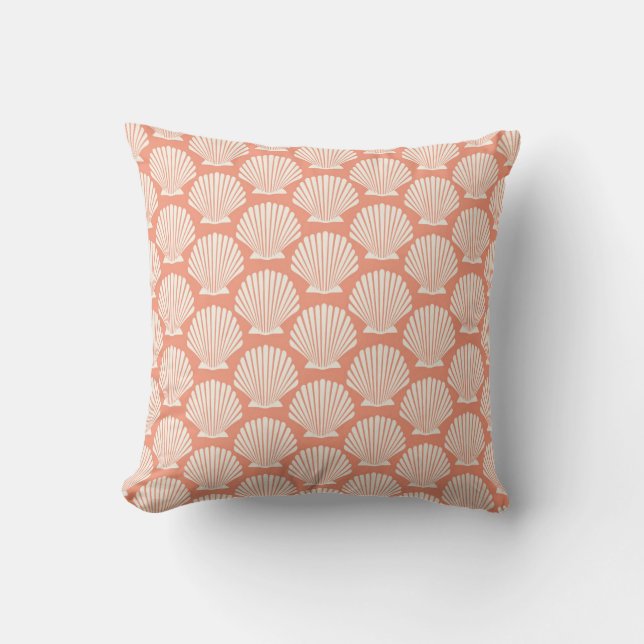 Clam Shell Pattern in Peach and Cream Cushion (Front)