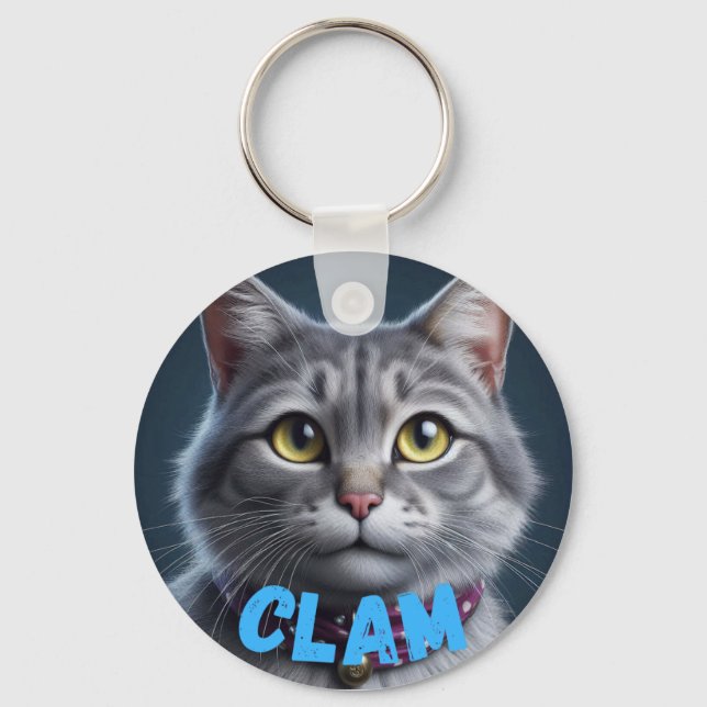 Clam The Cat Key Ring (Front)