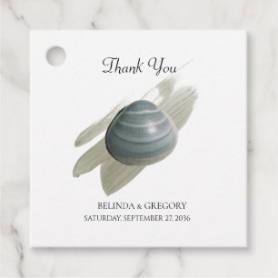 Clam Watercolor Stroke Wedding Gift Favour Tags