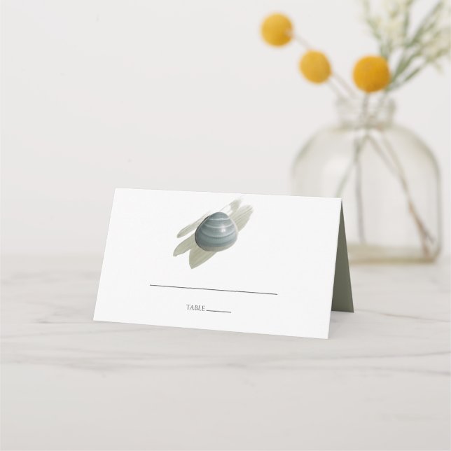 Clam Watercolor Stroke Wedding Place Card (Front)
