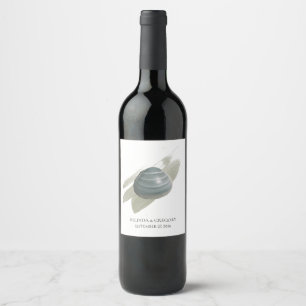 Clam Watercolor Stroke Wedding Wine Label
